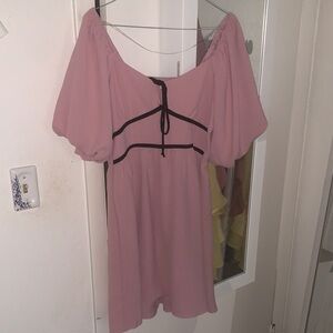 Elegant Pink Dress with Black Accents